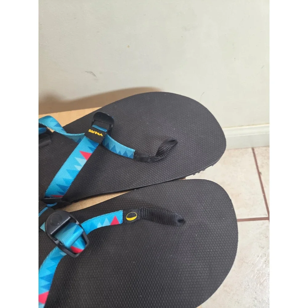 Luna Sandals Mono Winged Edition Mens 10 Blue Geometric Vibram Megagrip Hiking